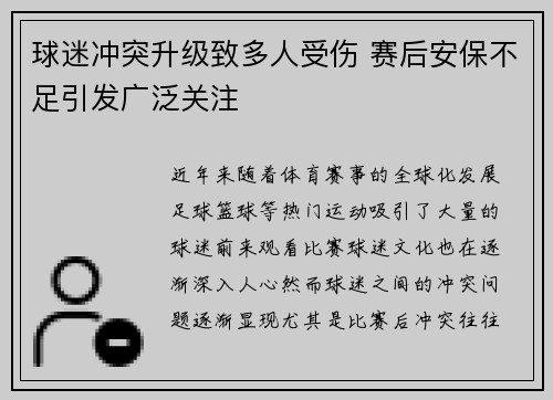 球迷冲突升级致多人受伤 赛后安保不足引发广泛关注