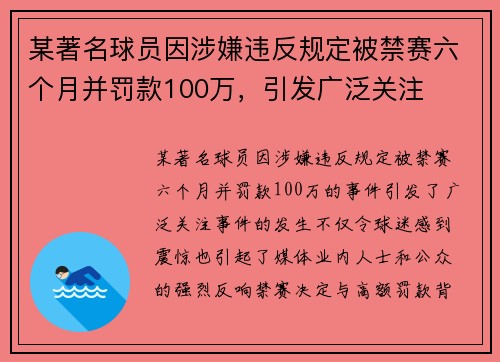 某著名球员因涉嫌违反规定被禁赛六个月并罚款100万，引发广泛关注